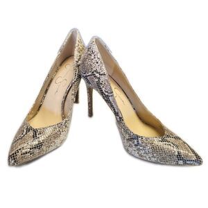 Jessica Simpson 4.5" Heeled Faux Snakeskin Pointed Toe Pumps, 9.5